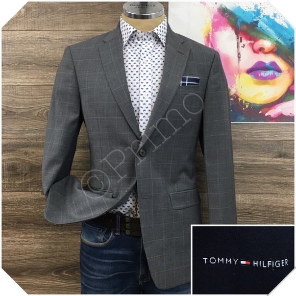 TOMMY HILFIGER Mens Blazer Sport Coat‎ Casual Jacket Size 38R Classic Wool Suit